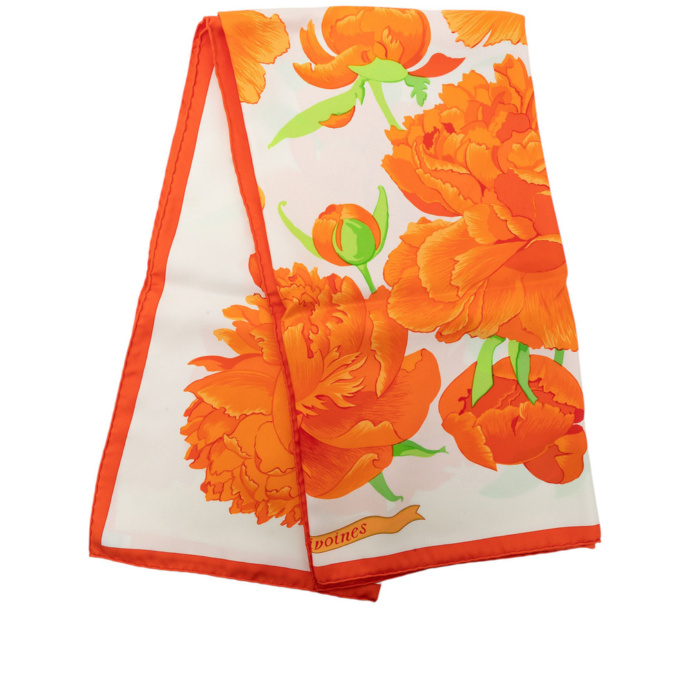 Pre-Loved Hermes Les Pivoines Silk Scarf 90